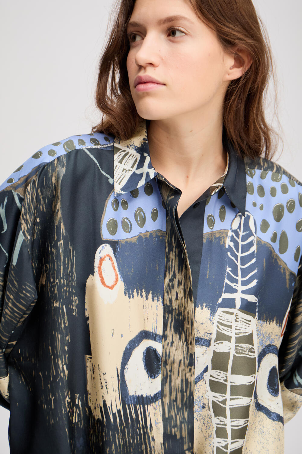 Loasta silkeskjorte - Black Print